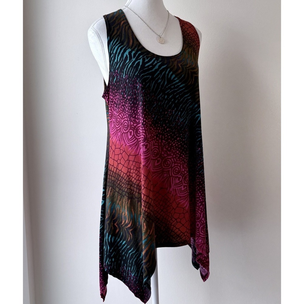 Jostar Women's HIT Side Droptank Tunic M Multicolor Sleeveless Festival Party - Picture 2 of 6
